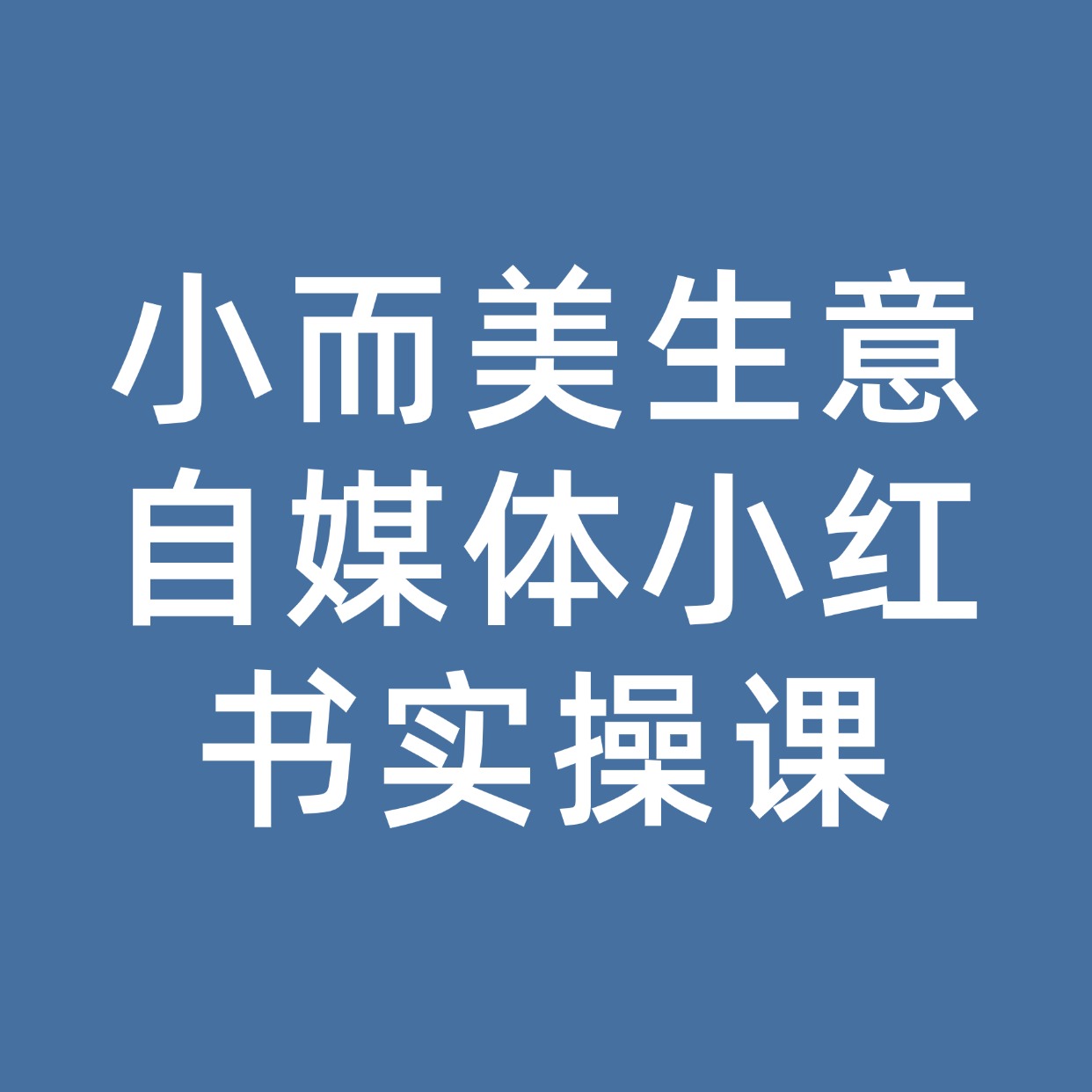 小而美生意自媒体小红书实操课